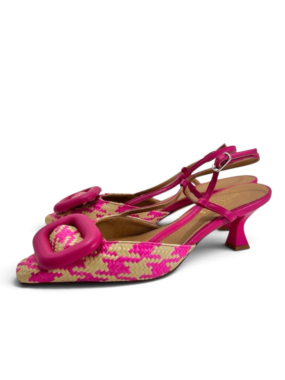 Sesto Meucci Woven Houndstooth Slingback Kitten Heels